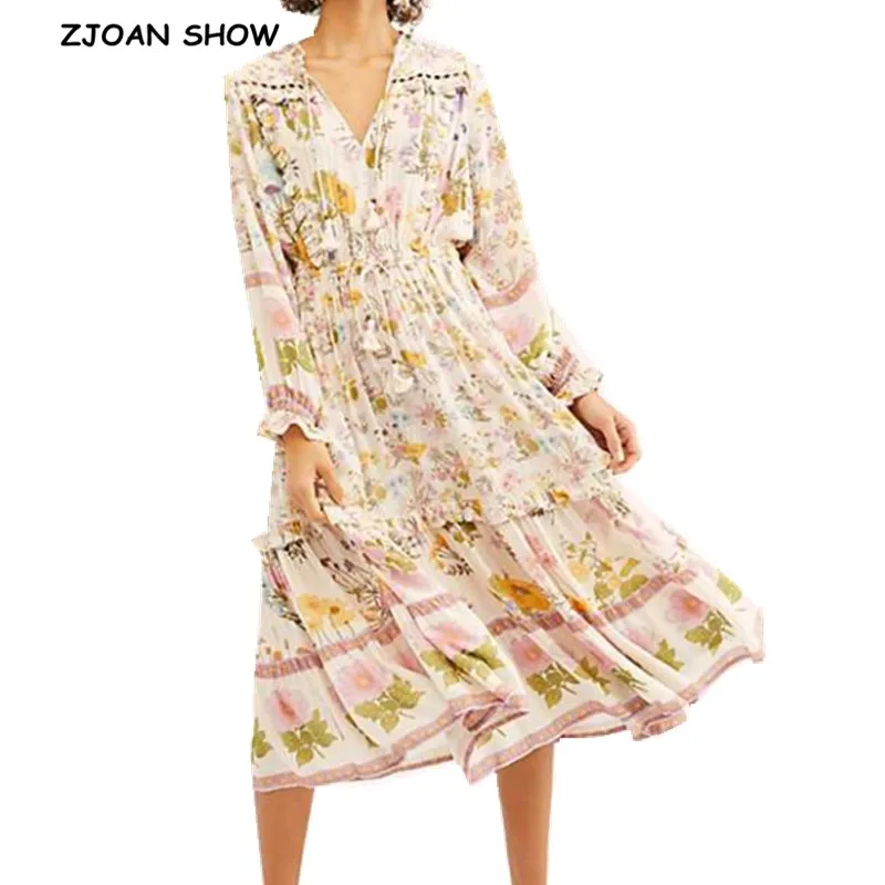 2019 Bohemian Beige Floral Print Boho Dress Tassel V-neck Ruffles Long Sleeve Summer Dresses Holiday Women Casual Maxi Dress
2019 Bohemian Beige Floral Print Boho Dress Tassel V-neck Ruffles Long Sleeve Summer Dresses Holiday Women Casual Maxi Dress
