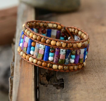 New Women Bracelets Tube Shape Natural Stones Leather Wrap Bracelet Semiprecious Stone Beaded Cuff Bracelet Dropshipping
New Women Bracelets Tube Shape Natural Stones Leather Wrap Bracelet Semiprecious Stone Beaded Cuff Bracelet Dropshipping