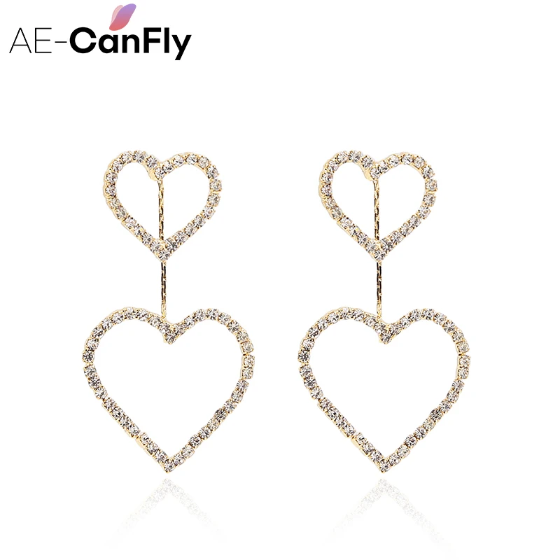 AE-CANFLY Korea Shiny Crystal Double Lover Heart Dangle Drop Earring Jewelry Fashion Long Earring pendientes Party Gift
AE-CANFLY Korea Shiny Crystal Double Lover Heart Dangle Drop Earring Jewelry Fashion Long Earring pendientes Party Gift