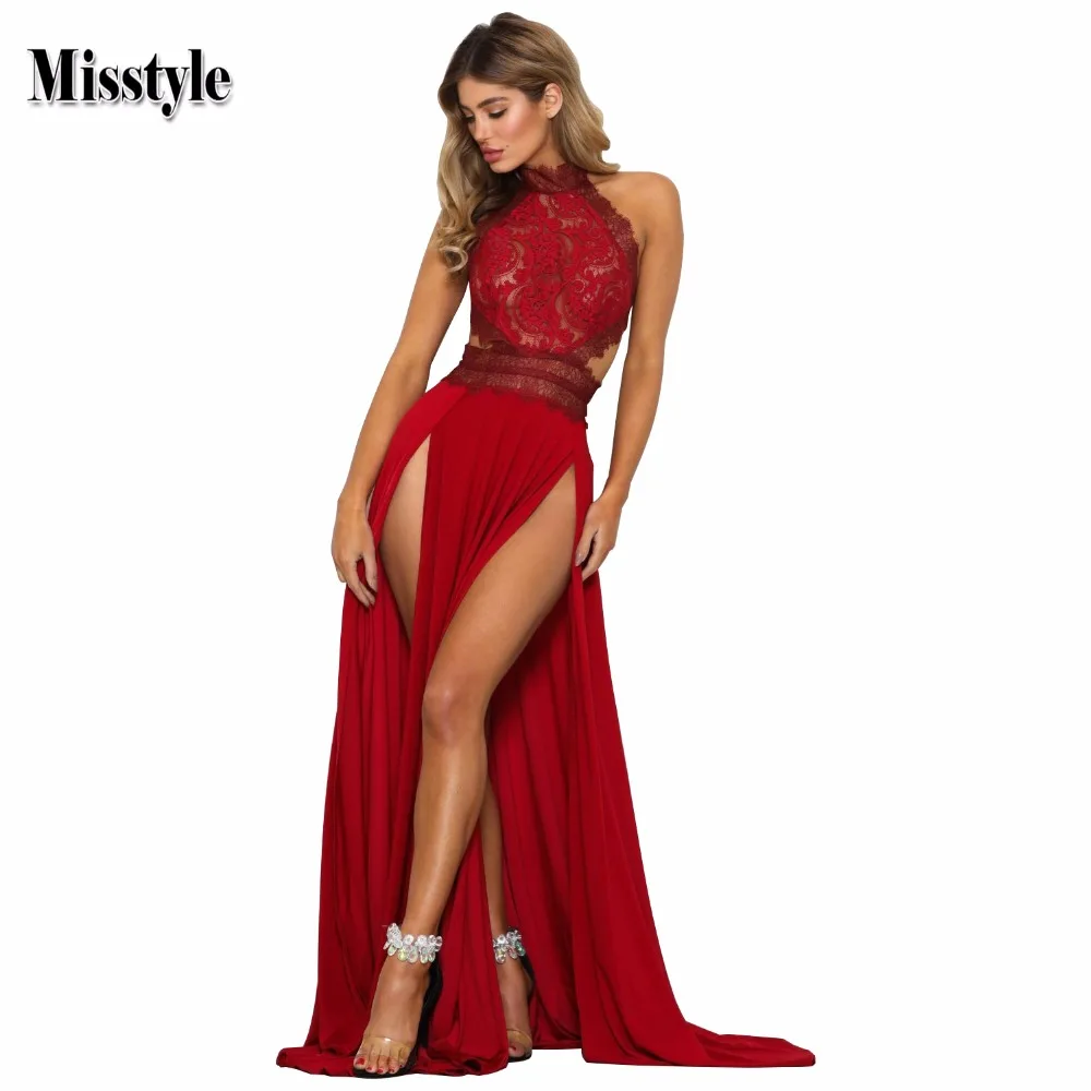 Misstyle сексуальное облегающее женское летнее длинное платье 2018 красное в пол