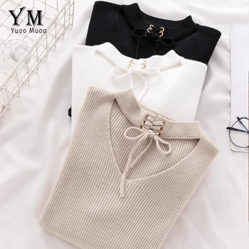 YuooMuoo Sexy Bandage Hollow Out V-neck Women Sweater Autumn and Winter Christmas Pullover jumper Knitted Ladies Sweaters Hot
YuooMuoo Sexy Bandage Hollow Out V-neck Women Sweater Autumn and Winter Christmas Pullover jumper Knitted Ladies Sweaters Hot