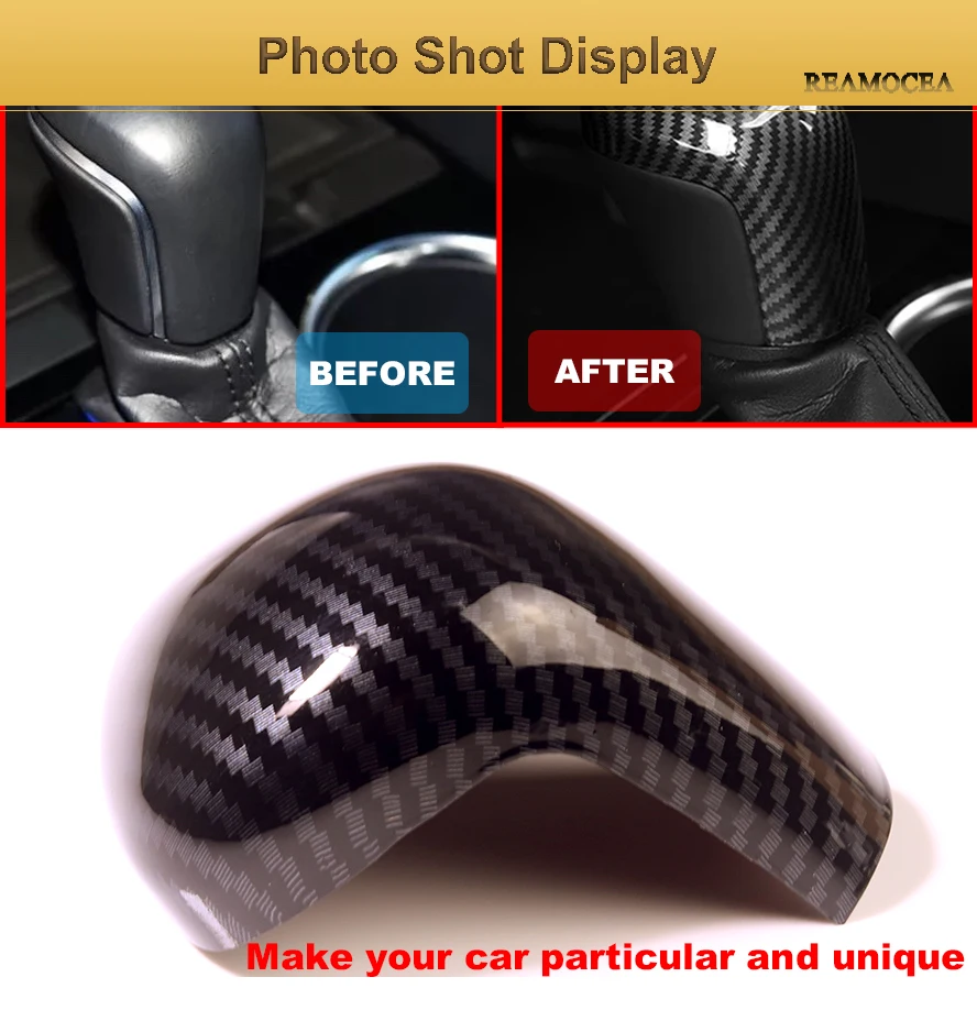 Reamocea Car Interior Carbon Fiber Texture Gear Shift Knob Frame Cover Trim Fit For Toyota Camry 2018 (7)