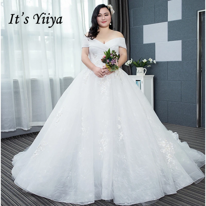 It's Yiiya Wedding Gowns Plus Size Boat Neck Court Train Lace Flower Floor-length Wedding Dress Vestidos De Novia DM067
It's Yiiya Wedding Gowns Plus Size Boat Neck Court Train Lace Flower Floor-length Wedding Dress Vestidos De Novia DM067