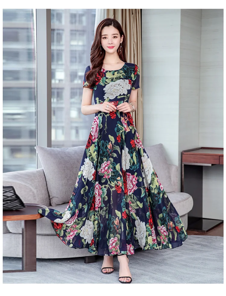 2019 summer print chiffon dress female long temperament big swing over the knee casual wear seaside holiday beach party dress
2019 summer print chiffon dress female long temperament big swing over the knee casual wear seaside holiday beach party dress