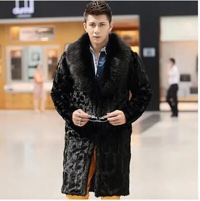 Ultra Long Mink Fur Coat For Men Winter 2017 Male Faux Fur Coats with Fox Fur Collar Men Artificial Fur Jacket Black Parka
Ultra Long Mink Fur Coat For Men Winter 2017 Male Faux Fur Coats with Fox Fur Collar Men Artificial Fur Jacket Black Parka