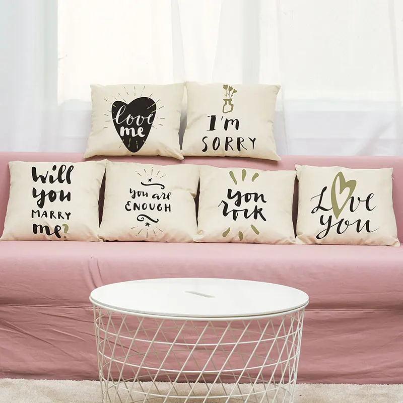 45cm*45cm Cushion cover Lovers writing pattern linen/cotton sofa pillow case Home decorative pillow cover
45cm*45cm Cushion cover Lovers writing pattern linen/cotton sofa pillow case Home decorative pillow cover