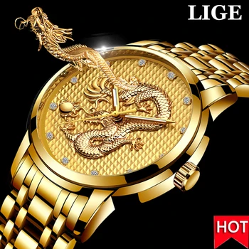 LIGE Mens Watches Top Brand Luxury Quartz Clock Men Casual Gold Dragon Full Steel Waterproof Sport Wrist Watch Relogio Masculino
LIGE Mens Watches Top Brand Luxury Quartz Clock Men Casual Gold Dragon Full Steel Waterproof Sport Wrist Watch Relogio Masculino