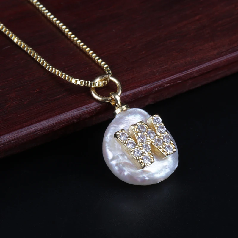 white CZ cubic zircon initial 26 alphabet letter name coin freshwater pearl bead charm pendant choker necklace for women
white CZ cubic zircon initial 26 alphabet letter name coin freshwater pearl bead charm pendant choker necklace for women