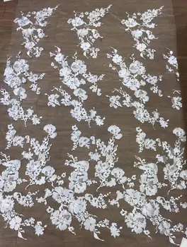 White bridal tulle lace sequins embroidery African french lace fabric 5 yards per piece
White bridal tulle lace sequins embroidery African french lace fabric 5 yards per piece