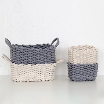 Household Handmade Woven Cotton Rope Baskets Storage Organizer for Storing Keys Towels Toys Simpe style Handmade Woven Baskets
Household Handmade Woven Cotton Rope Baskets Storage Organizer for Storing Keys Towels Toys Simpe style Handmade Woven Baskets