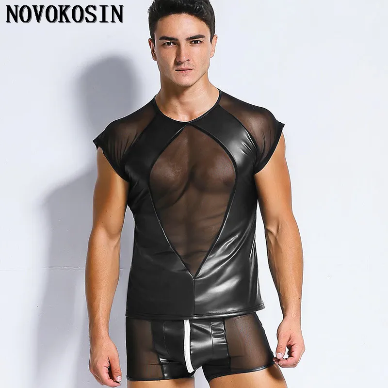 XX98 2018 M-2XL Short Sleeves Moto Biker Faux Leather Front Tulle Men Fitness Tops Tees Patchwork T Shirt With Zipper Panties
XX98 2018 M-2XL Short Sleeves Moto Biker Faux Leather Front Tulle Men Fitness Tops Tees Patchwork T Shirt With Zipper Panties
