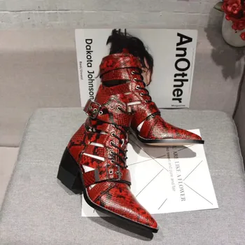 2018 Snakeskin Ankle Boots Women Pointed Toe Hollow Rivet Metal Decor High Heel Boots Women Fashion Martin Boots Casual Zapatos
2018 Snakeskin Ankle Boots Women Pointed Toe Hollow Rivet Metal Decor High Heel Boots Women Fashion Martin Boots Casual Zapatos
