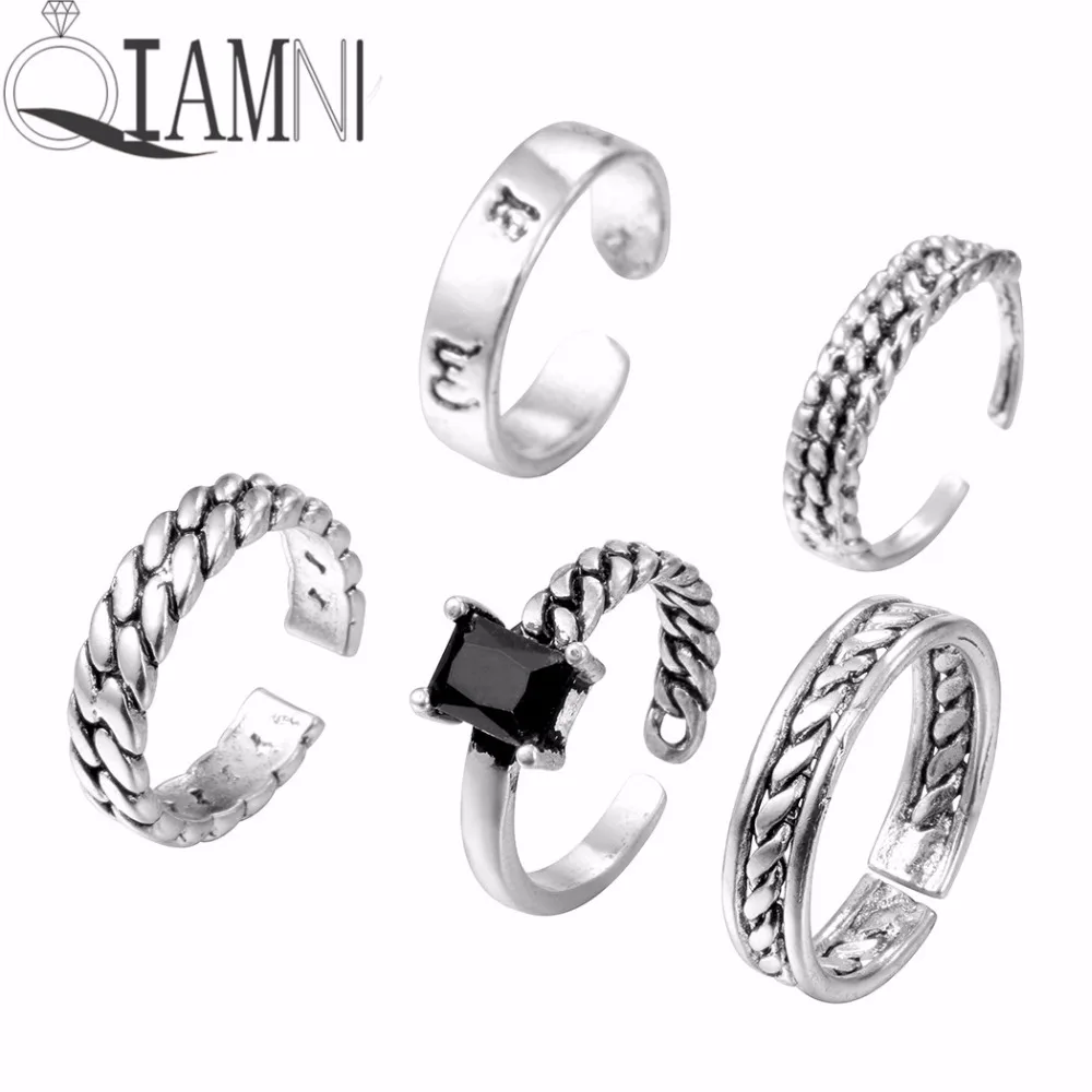 QIAMNI 5pcs/lot Handmade Punk Antique Silver M Wave Zircon Round Open Ring Birthday Gift Men Women Wedding Jewelry
QIAMNI 5pcs/lot Handmade Punk Antique Silver M Wave Zircon Round Open Ring Birthday Gift Men Women Wedding Jewelry