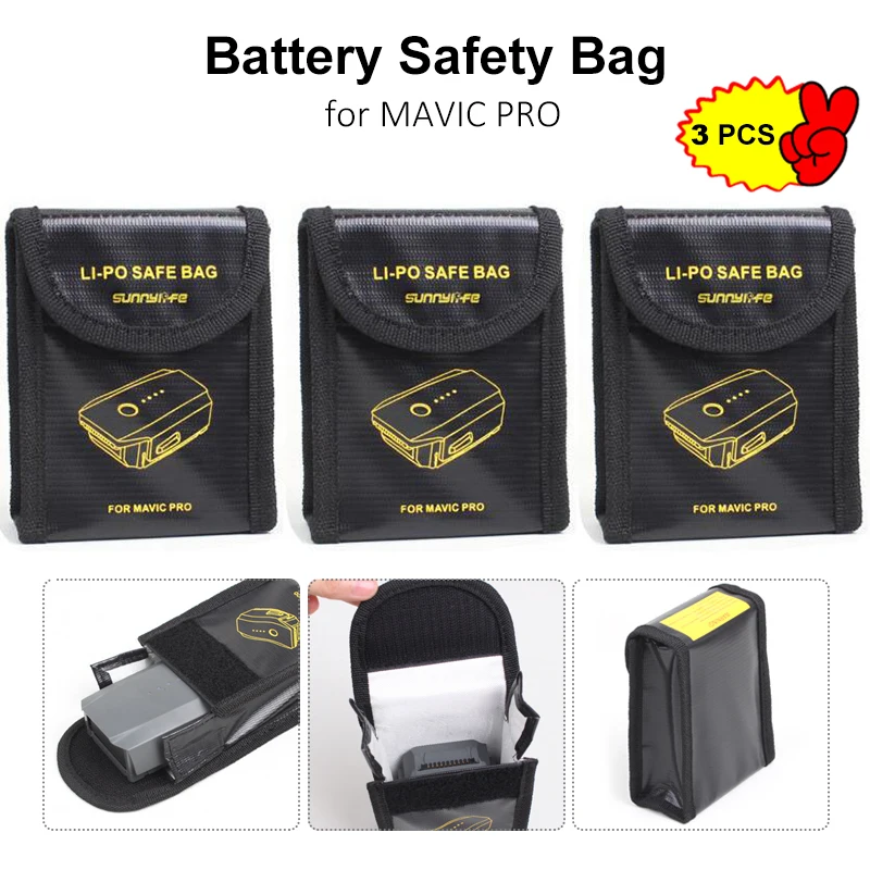 

3pcs Lipo Battery Pouch Explosion-proof Protector Case Fireproof blast proof Safe Bag Fiber Storage Box for DJI Mavic PRO Drone