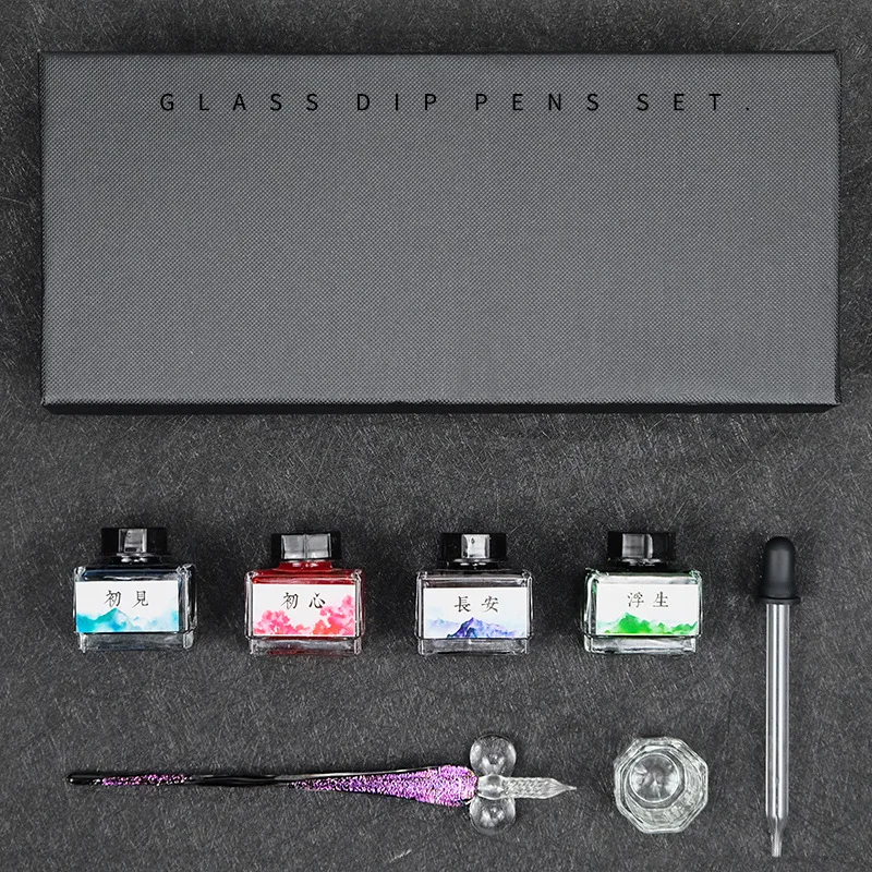 1pcs Glass Bottle Pen Student Crystal Pen Gift Box Manual Creative Star Color Dip pen Ink pen
1pcs Glass Bottle Pen Student Crystal Pen Gift Box Manual Creative Star Color Dip pen Ink pen