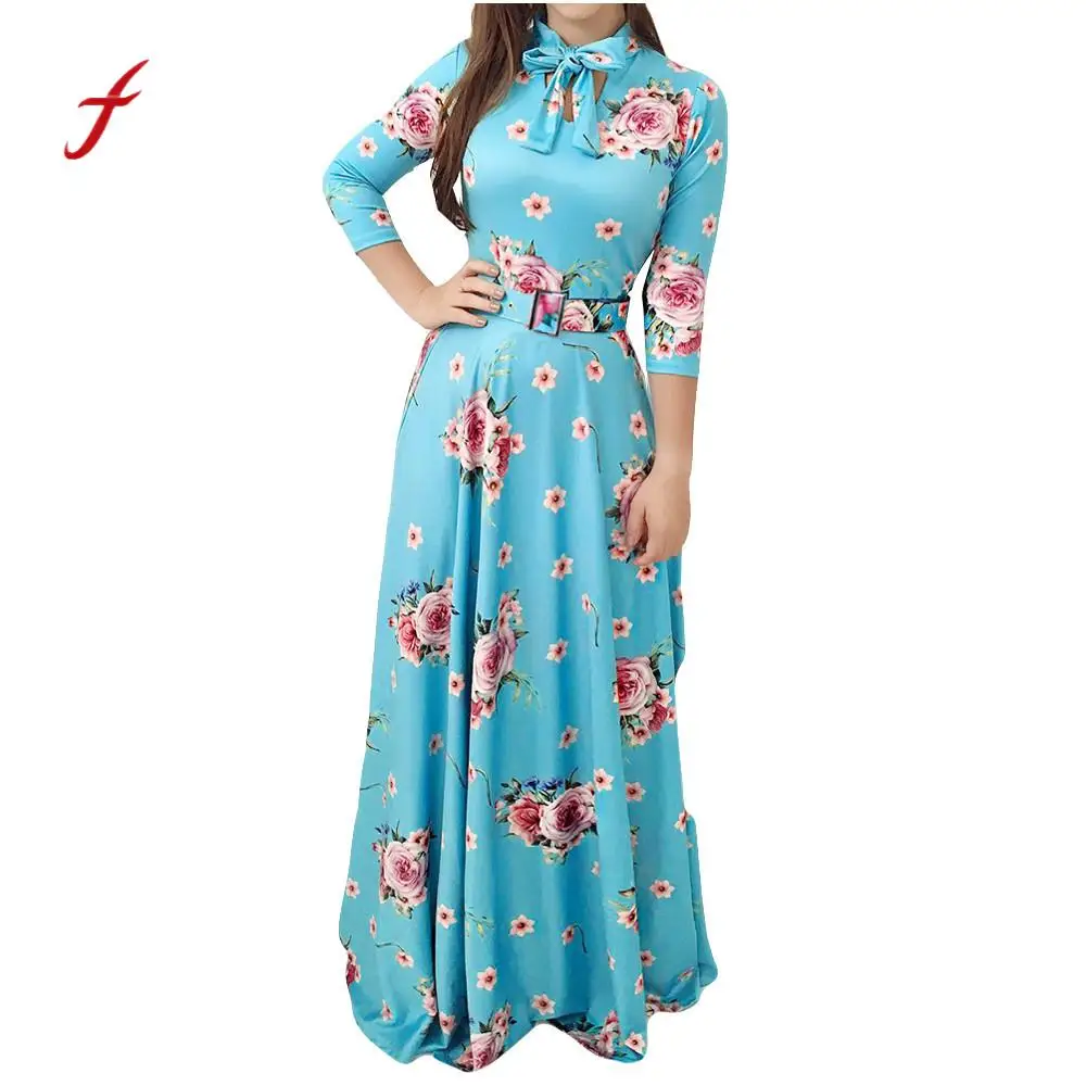 Plus Size Women Maxi Dress Floral Print Bow Tie Long Sleeve Party Dress Stand Collar Fit Flare Dress Female vestidos verano /PT
Plus Size Women Maxi Dress Floral Print Bow Tie Long Sleeve Party Dress Stand Collar Fit Flare Dress Female vestidos verano /PT