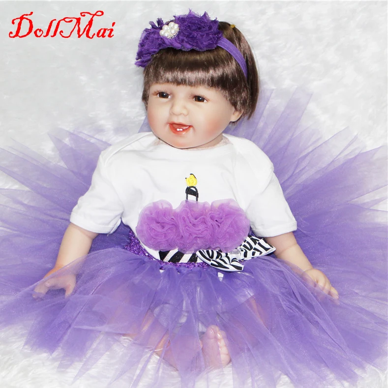 DollMai 22" 55cm soft silicone reborn baby dolls cotton body purple dress bebe princess reborn bonecas children gift dolls toys
DollMai 22" 55cm soft silicone reborn baby dolls cotton body purple dress bebe princess reborn bonecas children gift dolls toys