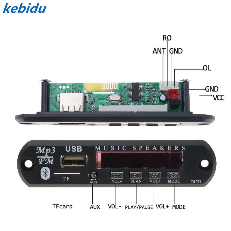Kebidu Новый MP3 WMA беспроводной декодер Bluetooth аудио модуль Плата USB TF FM Aux радио для 5 В