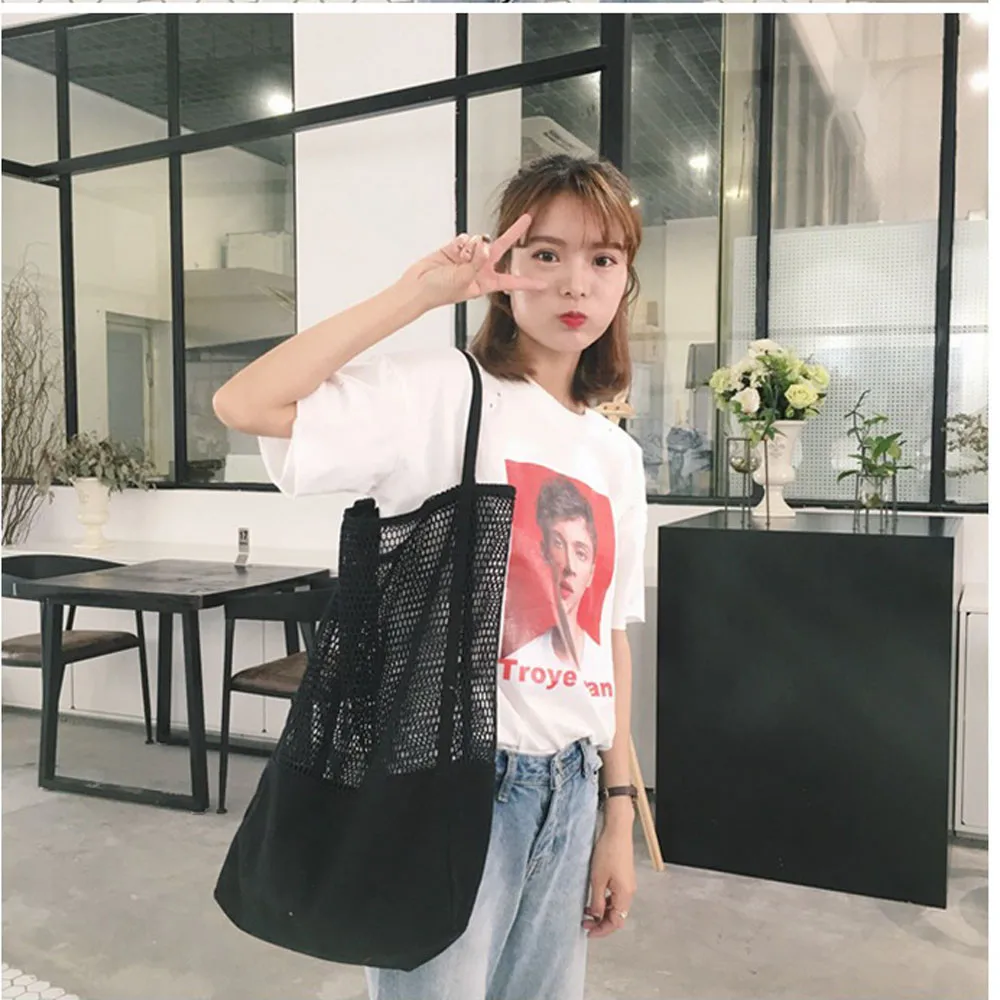 Fashion Girls Causal Shopping Bag Handbag Women Shoulder Bags Mesh Open Shopper Beach Bag Casual Tote Drop shipping#H10
Fashion Girls Causal Shopping Bag Handbag Women Shoulder Bags Mesh Open Shopper Beach Bag Casual Tote Drop shipping#H10