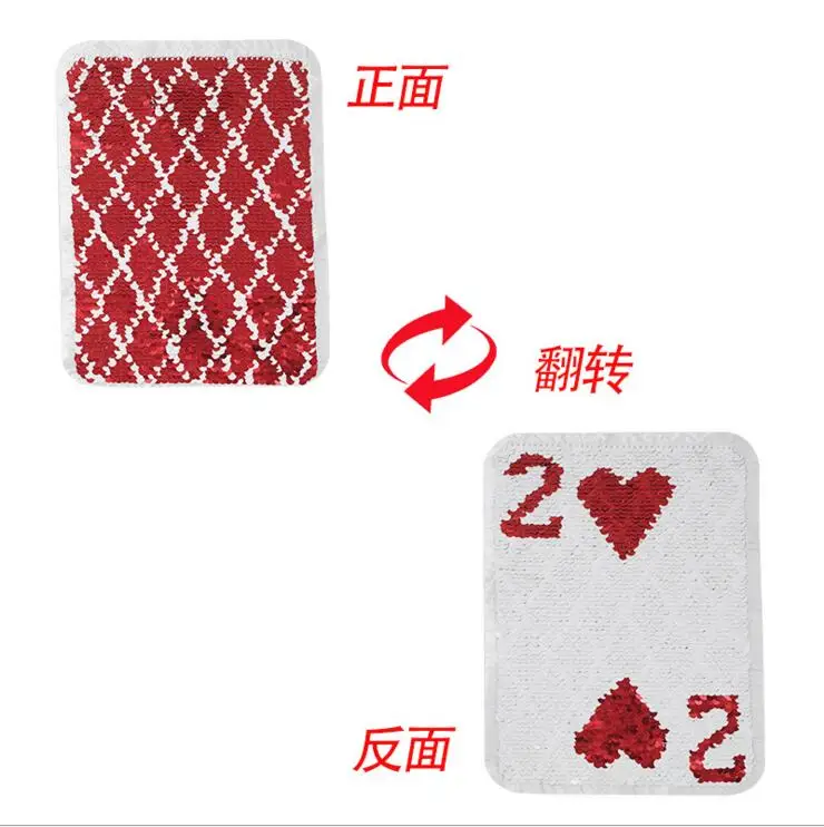 NEW Playing cards Reversible Change color Sequins Sew On Patches for clothes DIY Patch Applique Bag Clothing Coat Sweater Crafts
NEW Playing cards Reversible Change color Sequins Sew On Patches for clothes DIY Patch Applique Bag Clothing Coat Sweater Crafts