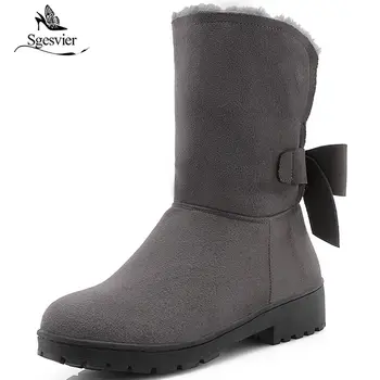 Sgesvier Women Warm Snow Boots Winter Fashion Bowknot Plush Fur Shoes Woman Round Toe Square Heels Mid Calf Boots Size 33-43
Sgesvier Women Warm Snow Boots Winter Fashion Bowknot Plush Fur Shoes Woman Round Toe Square Heels Mid Calf Boots Size 33-43