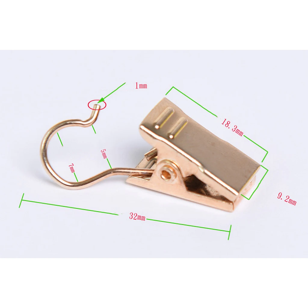 MagiDeal 30-Pack Window Curtain Clips with Hook/Drapery Clips Hanging Hook Hanger Gold 32mm