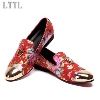 LTTL Mens Fashion Wedding Dress Shoes Red Printing Flower Shiny Metal Toe Loafers Shoes Men Nightclub Shoes Size 38-46
LTTL Mens Fashion Wedding Dress Shoes Red Printing Flower Shiny Metal Toe Loafers Shoes Men Nightclub Shoes Size 38-46