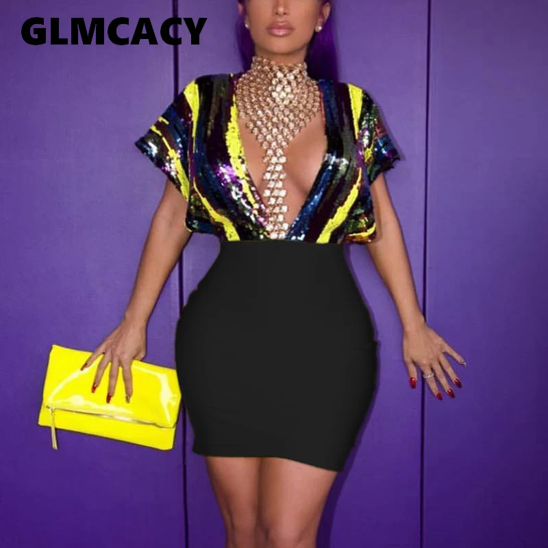 Plus Size Women Sexy Sequined Patchwork Deep V-Neck Club Mini Dress Bodycon Party Summer Stretch Prom Evening Mini Vestidos
Plus Size Women Sexy Sequined Patchwork Deep V-Neck Club Mini Dress Bodycon Party Summer Stretch Prom Evening Mini Vestidos