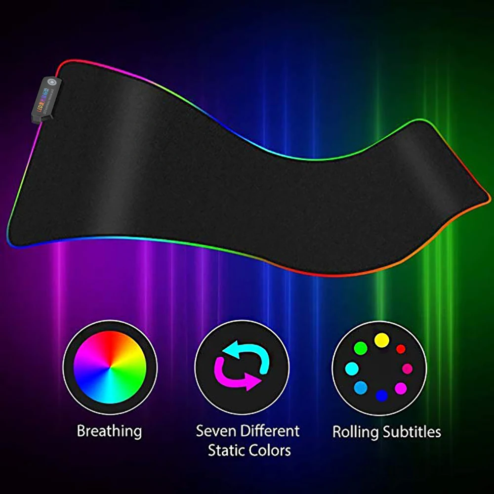 RGB мягкий игровой коврик для мыши труба негабаритный светодиодный расширенный