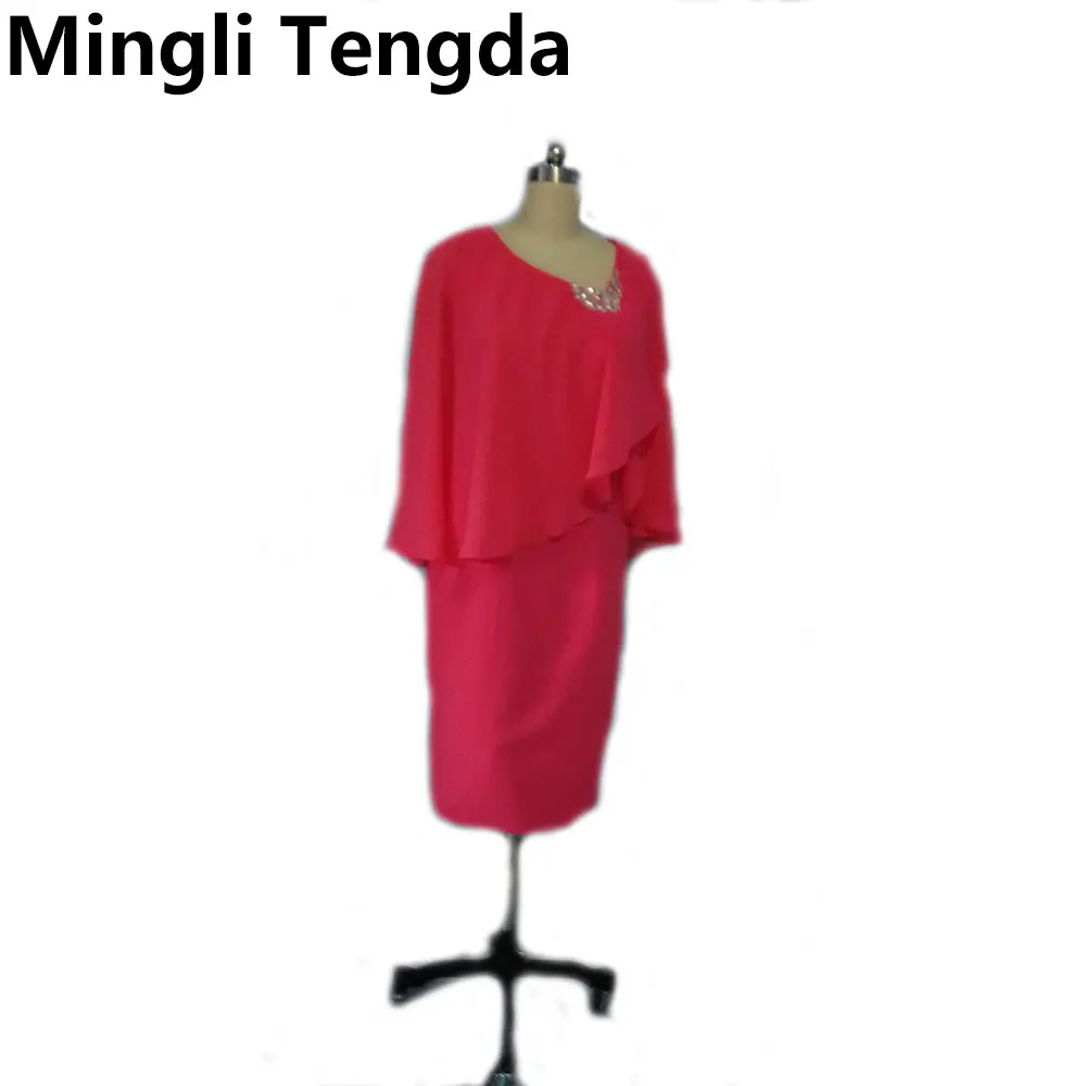 Mingli Tengda Watermelon Red Chiffon Beaded Mother of the Bride Dresses Sheath Knee-Length Elegant Women Party Mother Dress
Mingli Tengda Watermelon Red Chiffon Beaded Mother of the Bride Dresses Sheath Knee-Length Elegant Women Party Mother Dress