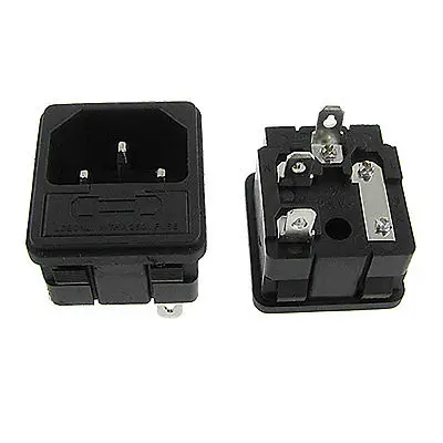 

5 Pcs Clamp Type 3 Pins IEC 320 C14 Inlet Plug Sockets AC 250V 10A w Fuse Holder