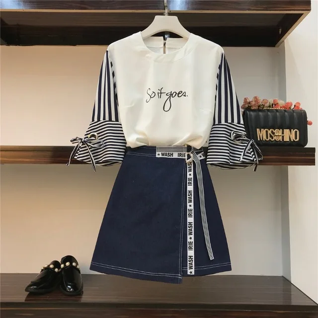 Amolapha Women Casual Letters Tops Skirts Sets Striped Half Sleeve Tshirts Skirt Suits for Woman
Amolapha Women Casual Letters Tops Skirts Sets Striped Half Sleeve Tshirts Skirt Suits for Woman