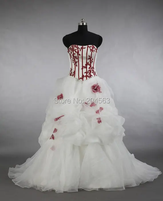 Free Shipping Gorgeous A Line White and Red Organza Wedding Dresses Custom size/color
Free Shipping Gorgeous A Line White and Red Organza Wedding Dresses Custom size/color