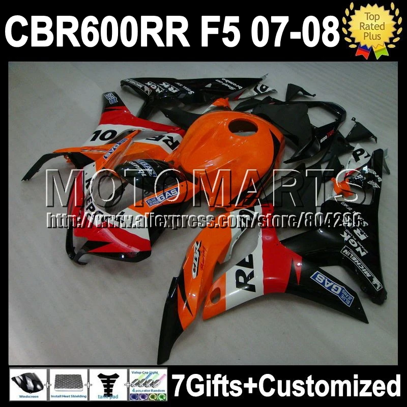 7gifts Repsol For HONDA F5 07 08 CBR600RR Injection CBR 600 600RR Orange red black K7632 CBR600 RR CBR600F5 2007 2008 F5 Fairing
7gifts Repsol For HONDA F5 07 08 CBR600RR Injection CBR 600 600RR Orange red black K7632 CBR600 RR CBR600F5 2007 2008 F5 Fairing