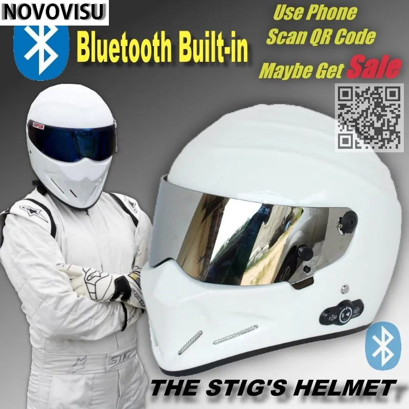 NOVOVISU The STIG White Helmet Built in Bluetooth Built-in / Capacete Casco De with Silver Visor Phone Call Intercom Motorcycle
NOVOVISU The STIG White Helmet Built in Bluetooth Built-in / Capacete Casco De with Silver Visor Phone Call Intercom Motorcycle