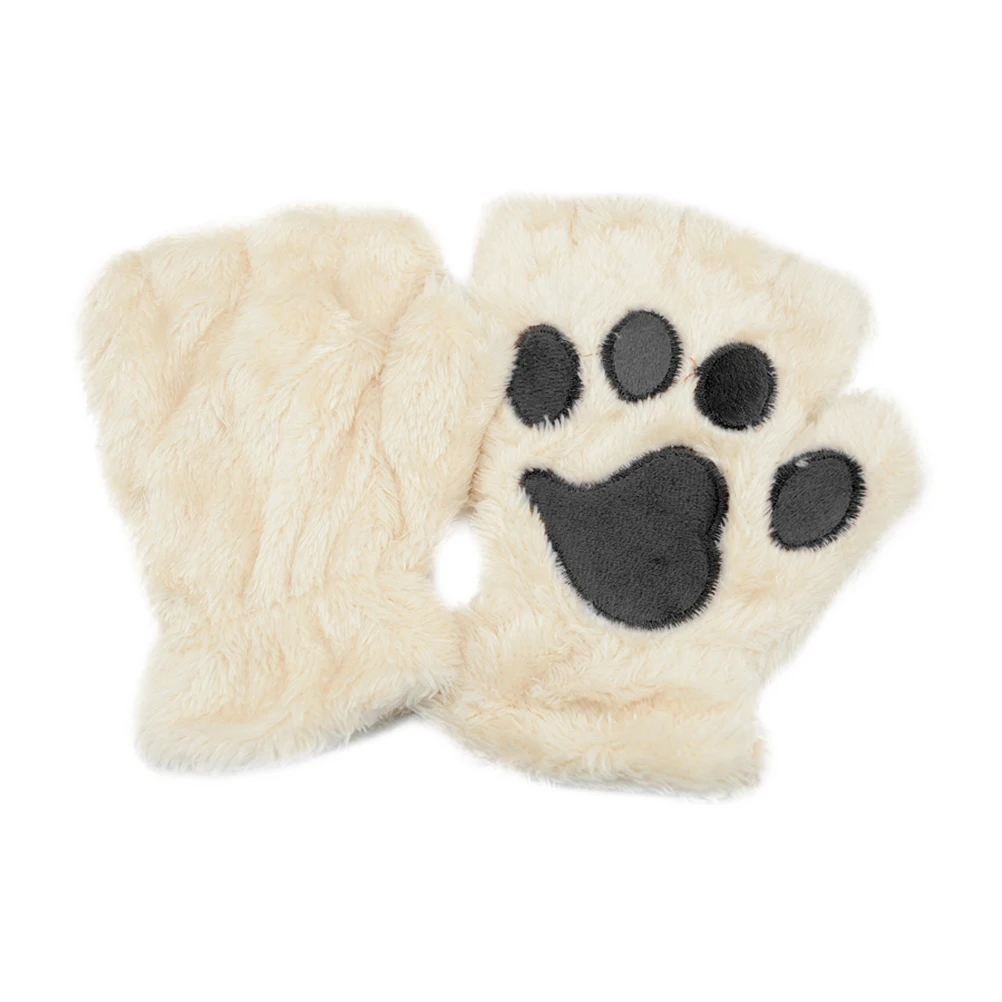 Winter Women Cute Cat Claw Dog Paw Plush Mittens Short Fingerless Gloves Half Finger Gloves (Beige)
Winter Women Cute Cat Claw Dog Paw Plush Mittens Short Fingerless Gloves Half Finger Gloves (Beige)