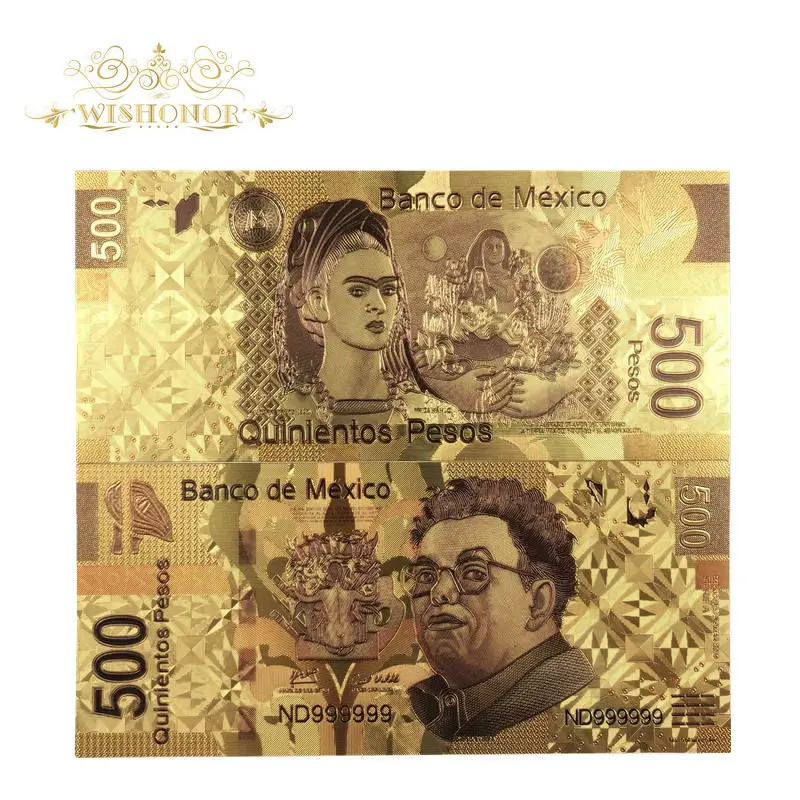 10pcs/lot Mexico Bank Note Color Gold Banknote 500 Peso Banknotes in 24k Gold Plated Money Fake For Collection
10pcs/lot Mexico Bank Note Color Gold Banknote 500 Peso Banknotes in 24k Gold Plated Money Fake For Collection