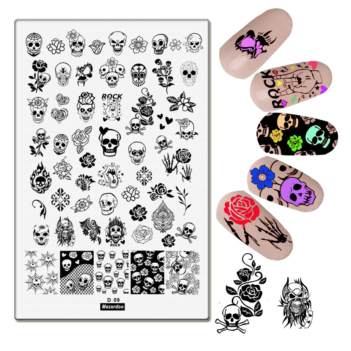 Skull Bone Nail Stamping Plates Rose Death Beauty Image Steel Template Nail Art Stamp Template Halloween Manicure Stencil Tool
Skull Bone Nail Stamping Plates Rose Death Beauty Image Steel Template Nail Art Stamp Template Halloween Manicure Stencil Tool