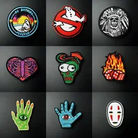Ghost Death Skull Hand Patch Badges Embroidered Applique Sewing Iron On Badge Clothes Garment Apparel Accessories image