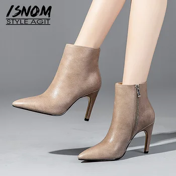 ISNOM Genuine Leather Women Ankle Boots Zip Pointed Toe Footwear Thin High Heels Female Boot Office Shoes Woman Winter 2018 New
ISNOM Genuine Leather Women Ankle Boots Zip Pointed Toe Footwear Thin High Heels Female Boot Office Shoes Woman Winter 2018 New