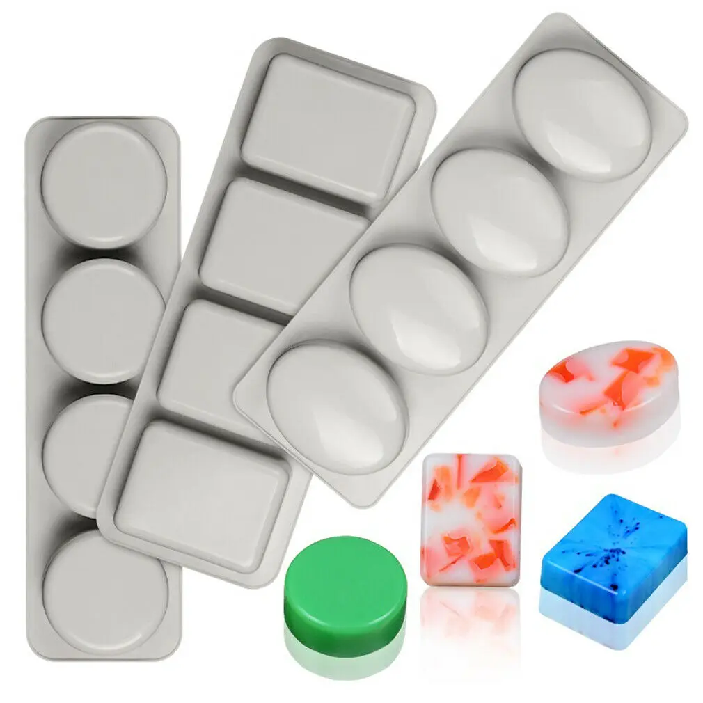 Oval Round Square Soaps Molds 4-Cavity Rectangle Silicone Soap Mold for Handmade Soap Making Forms 3D Mould
Oval Round Square Soaps Molds 4-Cavity Rectangle Silicone Soap Mold for Handmade Soap Making Forms 3D Mould