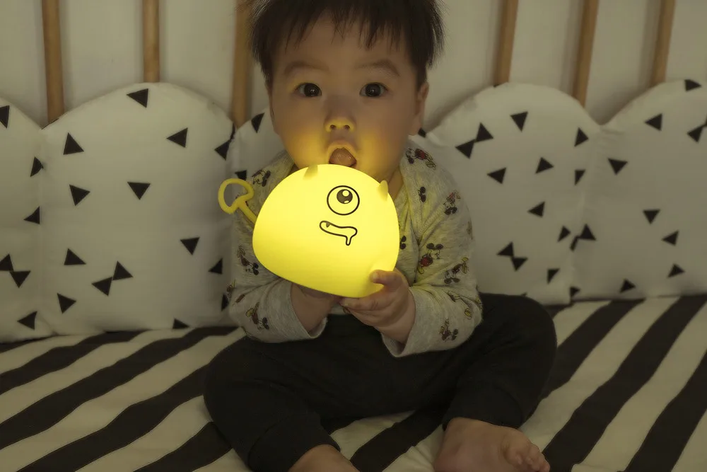 SuperNight Cute Cartoon Demon Ambient LED Night Light Silicone Rechargeable Touch Sensor Bedroom Tablet Lamp for Kids Girl Gift (10)