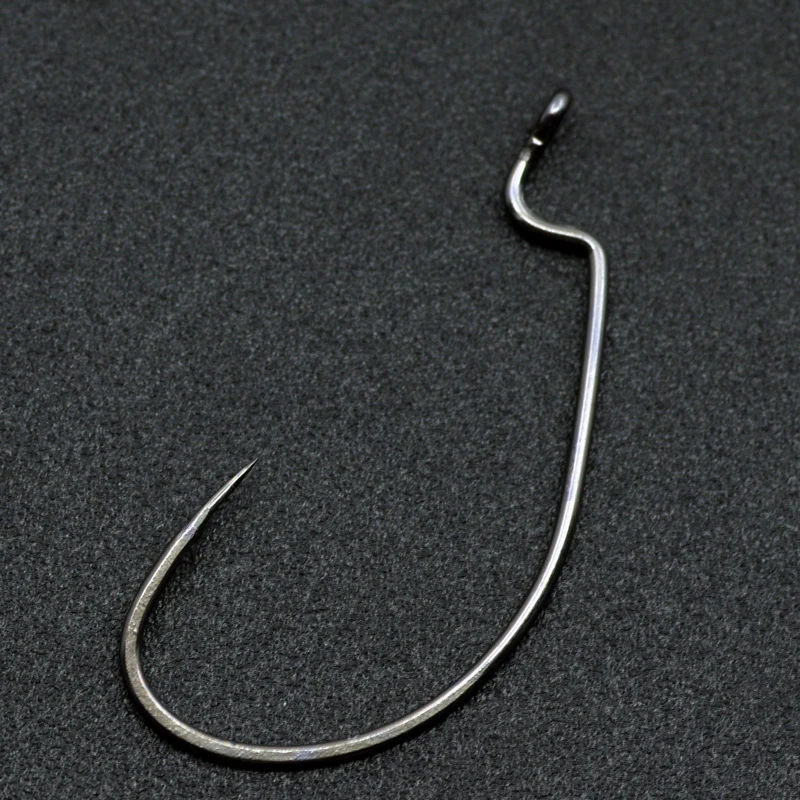 

50PCS Wide Gap Wrom Hooks Black Sharp Bleeding Bait Carolina/Texas Rig Hooks for Soft Plastic Lure Bass Fishing Fishhook