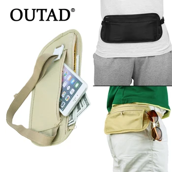 

OUTAD Compact Cash Travel Passport Ticket Zipper Bag Safety Belt pocketss With Elastic Adjustable Strap Security Waist Belt Bag