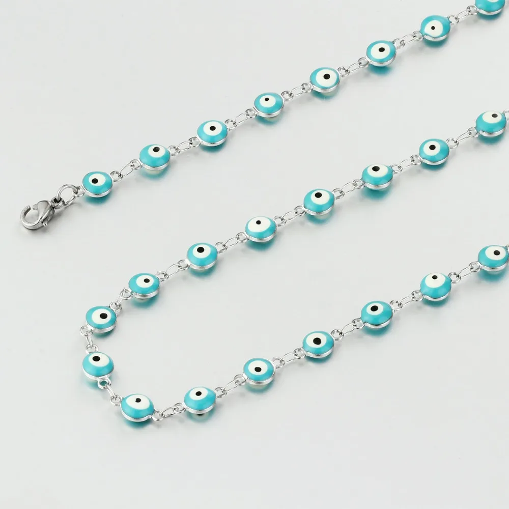 Enamel Round Evil Eye Charm Stainless Steel Link Chain Necklace Turkish Jewelry Fashion for Lucky Women Girl Necklaces Gift FN24
Enamel Round Evil Eye Charm Stainless Steel Link Chain Necklace Turkish Jewelry Fashion for Lucky Women Girl Necklaces Gift FN24