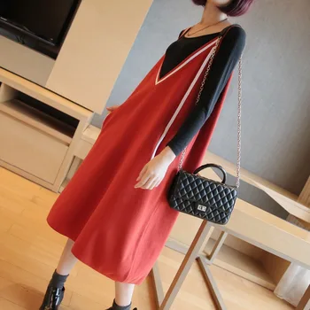 2018 female new autumn plus size fashion knitted casual loose long high quality V-neck all-match dress
2018 female new autumn plus size fashion knitted casual loose long high quality V-neck all-match dress