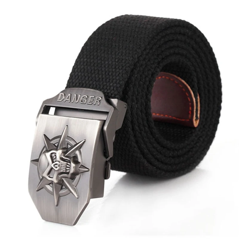 Skull Alloy Automatic Buckle Men's Belt Personality Men's Belt for Teenager Boy Stripe Canvas Luxury Strap Male Belts 150 160cm
Skull Alloy Automatic Buckle Men's Belt Personality Men's Belt for Teenager Boy Stripe Canvas Luxury Strap Male Belts 150 160cm