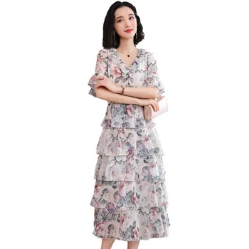 Floral dress female 2020 summer new temperament light cooked long section V-neck high waist short-sleeved chiffon cake
Floral dress female 2020 summer new temperament light cooked long section V-neck high waist short-sleeved chiffon cake