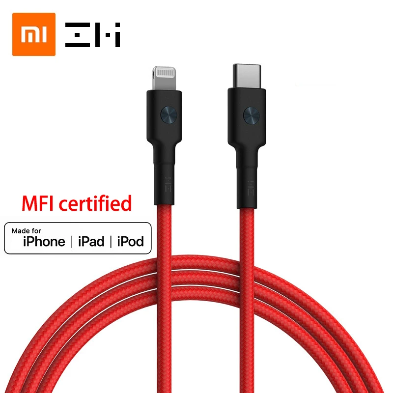 

xiaomi zmi MFI certified usb c to lightning charging cable for iPhone xs max xr x 8 7 6s plus 5 ipad fast charger pd cable short