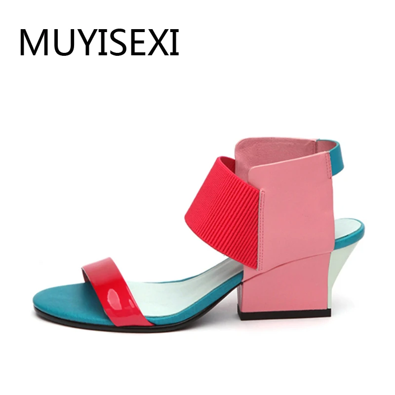 Women Sandals Summer Mixed Color Elastic Band Genuine Leather Basic Sandals Women High Heels Shoes Woman L009 MUYISEXI
Women Sandals Summer Mixed Color Elastic Band Genuine Leather Basic Sandals Women High Heels Shoes Woman L009 MUYISEXI